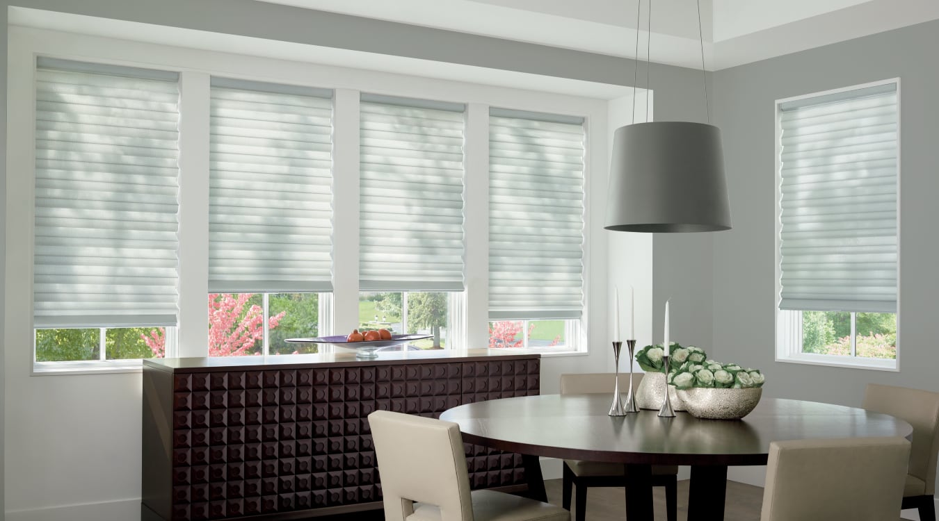 Cordless motorized shades in a Jacksonville dining room
